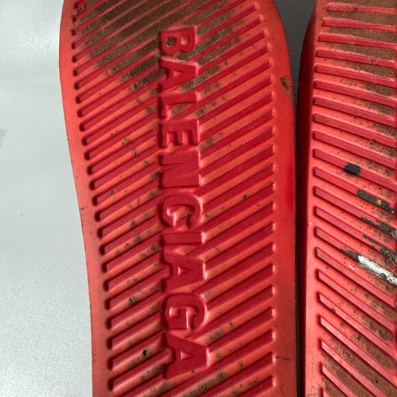 BALENCIAGA Men's Pool Slides in Red, Size US 12 - Picture 12 of 15